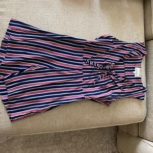 Privacy Please Red Blue Striped Shorts Romper S